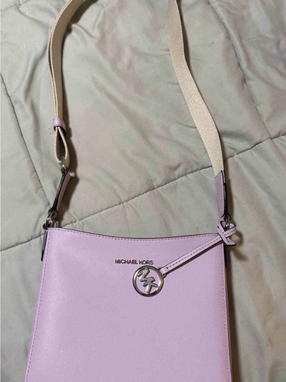 Michael Kors Lilac Crossbody Bag with Cream Strap